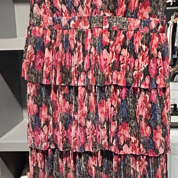 Adelyn Rae Nuella Floral Print Plissé Midi Dress Size Medium - Picture 3 of 4